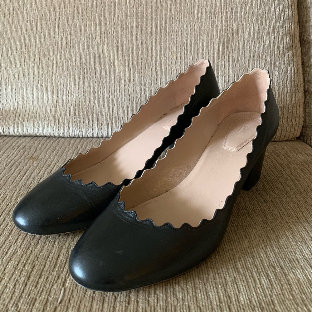 CHLOE Scalloped Black Women's Shoes